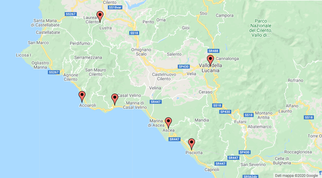 mappa del cilento